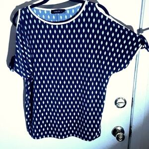 Ivanka Trump women's sz. S/P blue peep / cold Shoulder Blouse